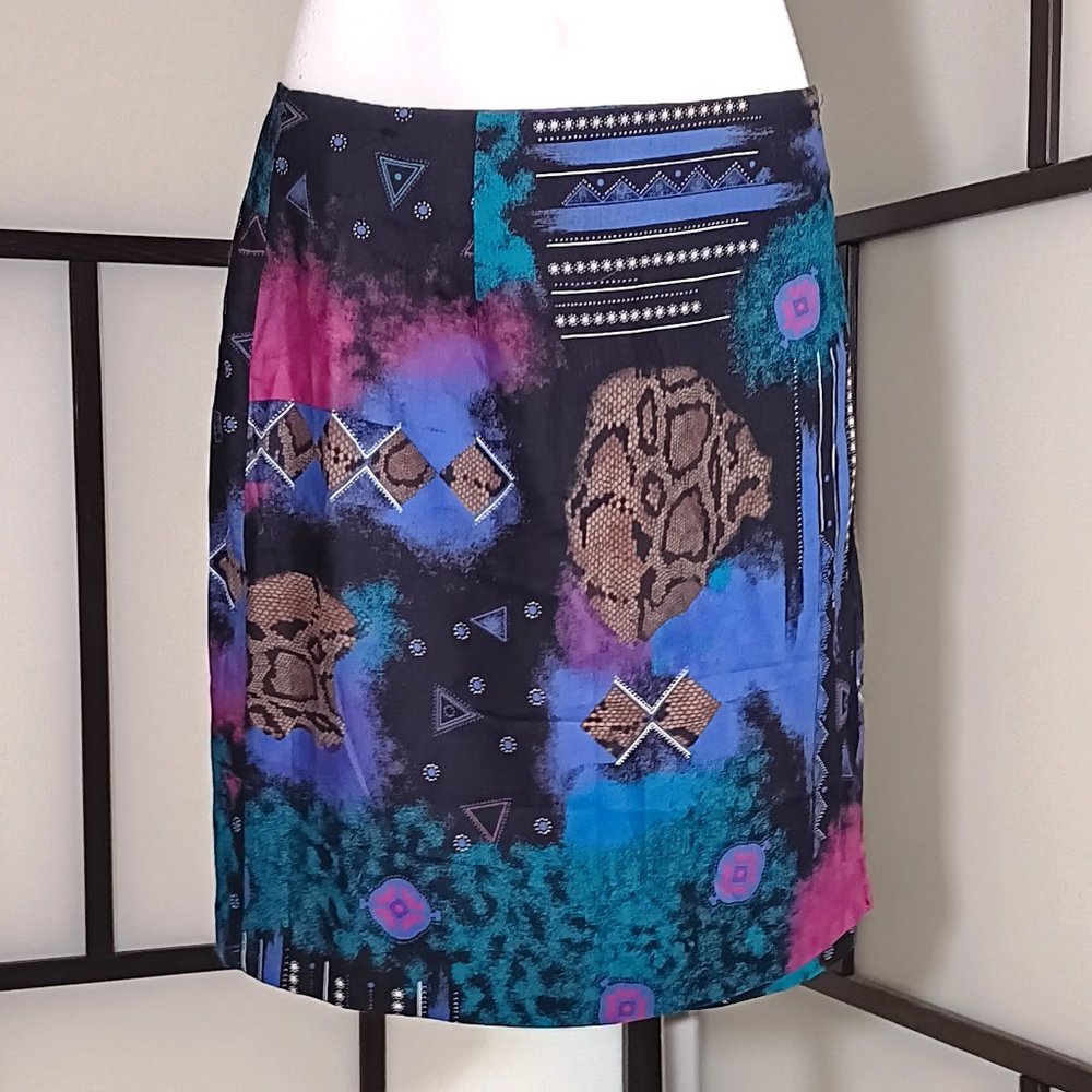 Vintage 80s 90s Grunge Geometric Snake Skin Mini Skirt - Kensington Square Prepp